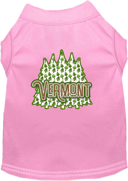 Camiseta serigrafiada para perros y gatos, para mascotas pequeñas y medianas (tallas XS a XL), "Vermont Woodland Trees"