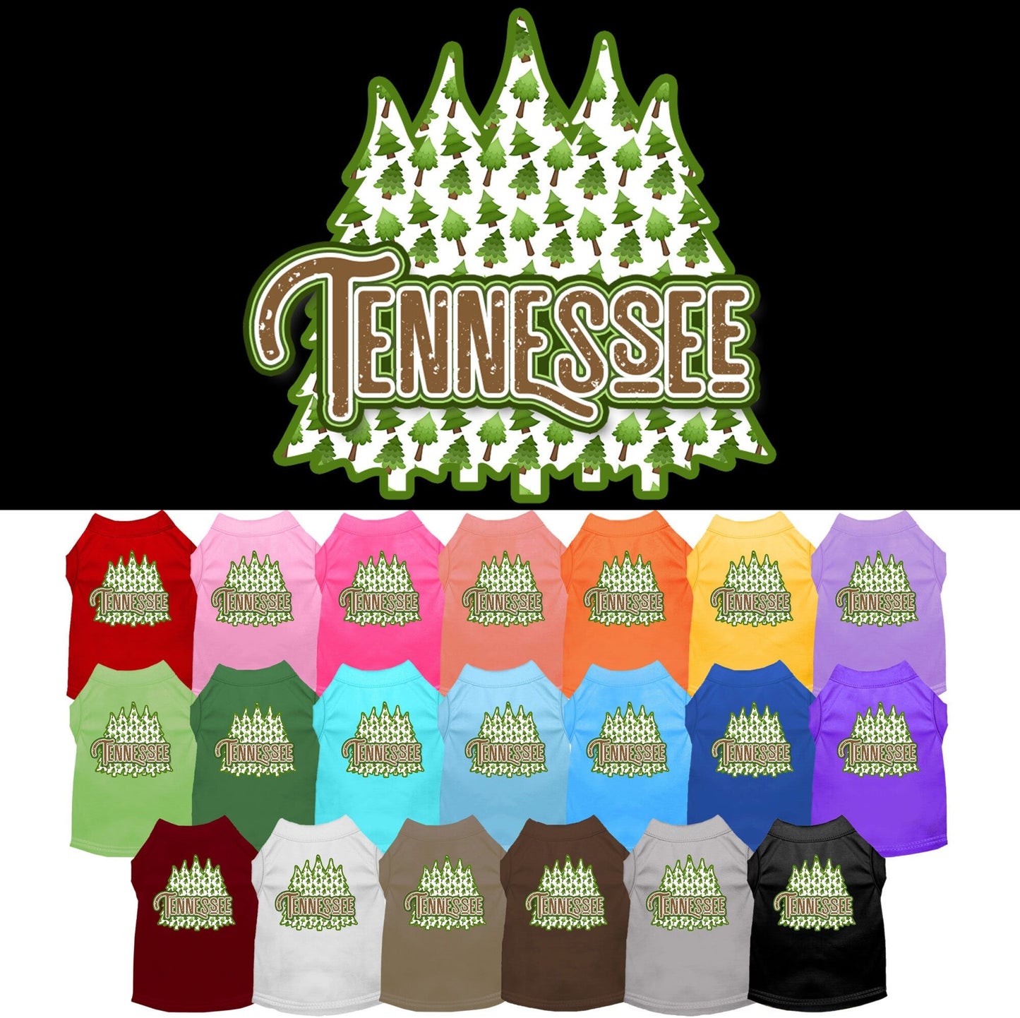 Camiseta serigrafiada para perros y gatos, para mascotas pequeñas y medianas (tallas XS a XL), "Tennessee Woodland Trees"