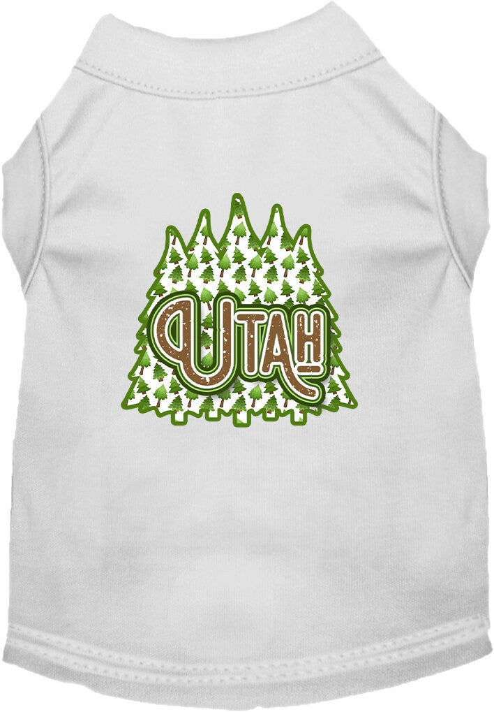 Camiseta serigrafiada para perros y gatos, para mascotas pequeñas y medianas (tallas XS a XL), "Utah Woodland Trees"