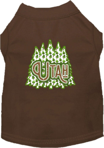 Camiseta serigrafiada para perros y gatos, para mascotas pequeñas y medianas (tallas XS a XL), "Utah Woodland Trees"