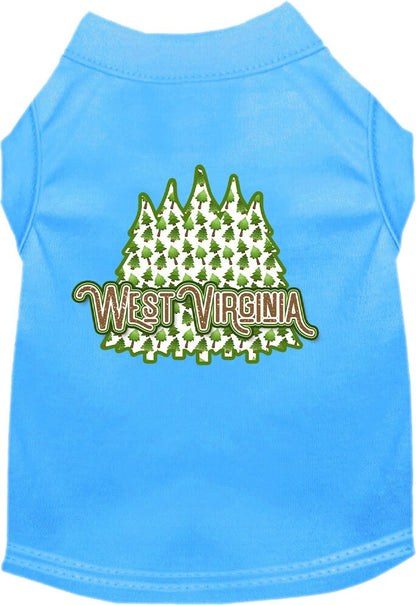 Camiseta serigrafiada para perros y gatos, para mascotas pequeñas y medianas (tallas XS a XL), "West Virginia Woodland Trees"