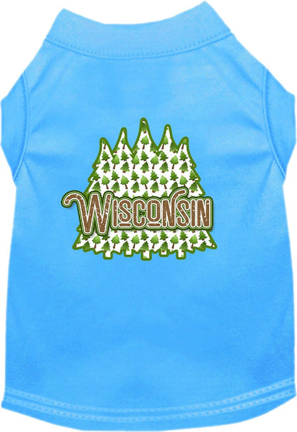 Camiseta serigrafiada para perros y gatos, para mascotas pequeñas y medianas (tallas XS a XL), "Wisconsin Woodland Trees"