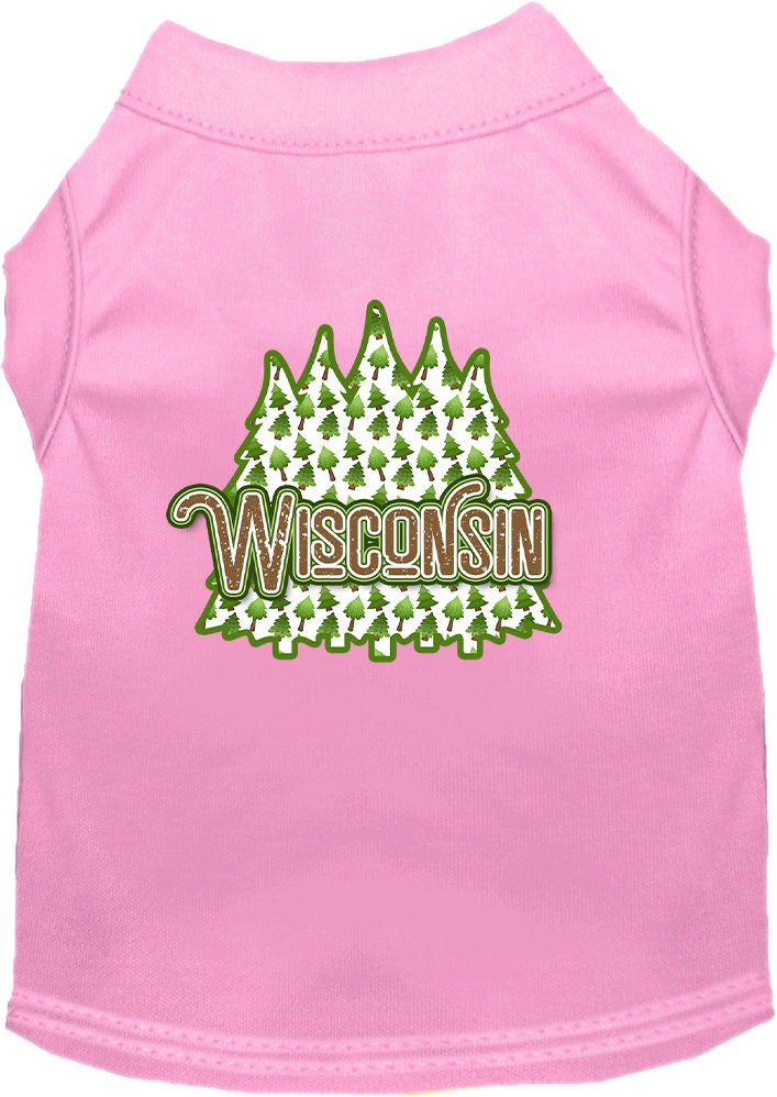 Camiseta serigrafiada para perros y gatos, para mascotas pequeñas y medianas (tallas XS a XL), "Wisconsin Woodland Trees"