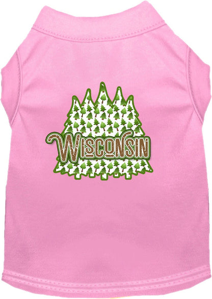 Camiseta serigrafiada para perros y gatos, para mascotas pequeñas y medianas (tallas XS a XL), "Wisconsin Woodland Trees"