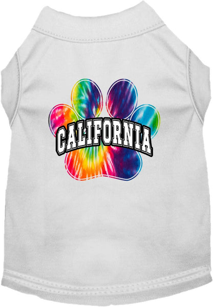 Pet Dog & Cat Screen Printed Shirt for Small to Medium Pets (Sizes XS-XL), "California Bright Tie Dye"