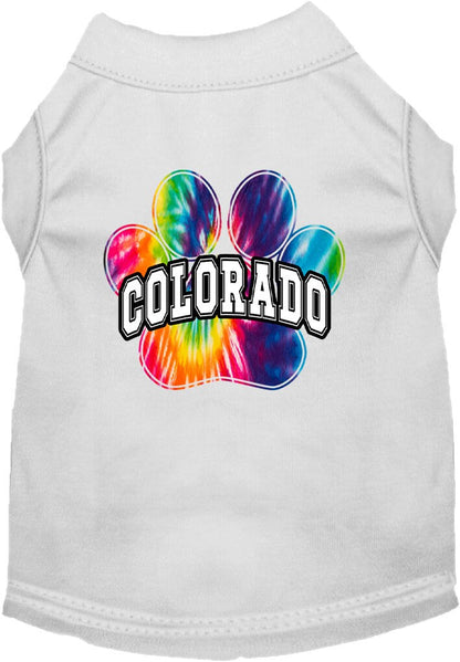 Pet Dog & Cat Screen Printed Shirt for Small to Medium Pets (Sizes XS-XL), "Colorado Bright Tie Dye"