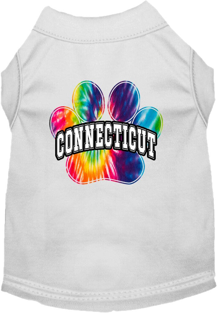 Camisa serigrafiada para perros y gatos para mascotas medianas y grandes (tallas 2XL-6XL), "Connecticut Bright Tie Dye"