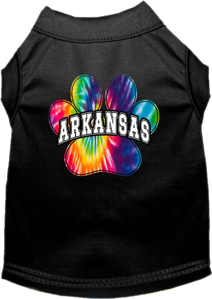 Camisa serigrafiada para perros y gatos para mascotas medianas y grandes (tallas 2XL-6XL), "Arkansas Bright Tie Dye"