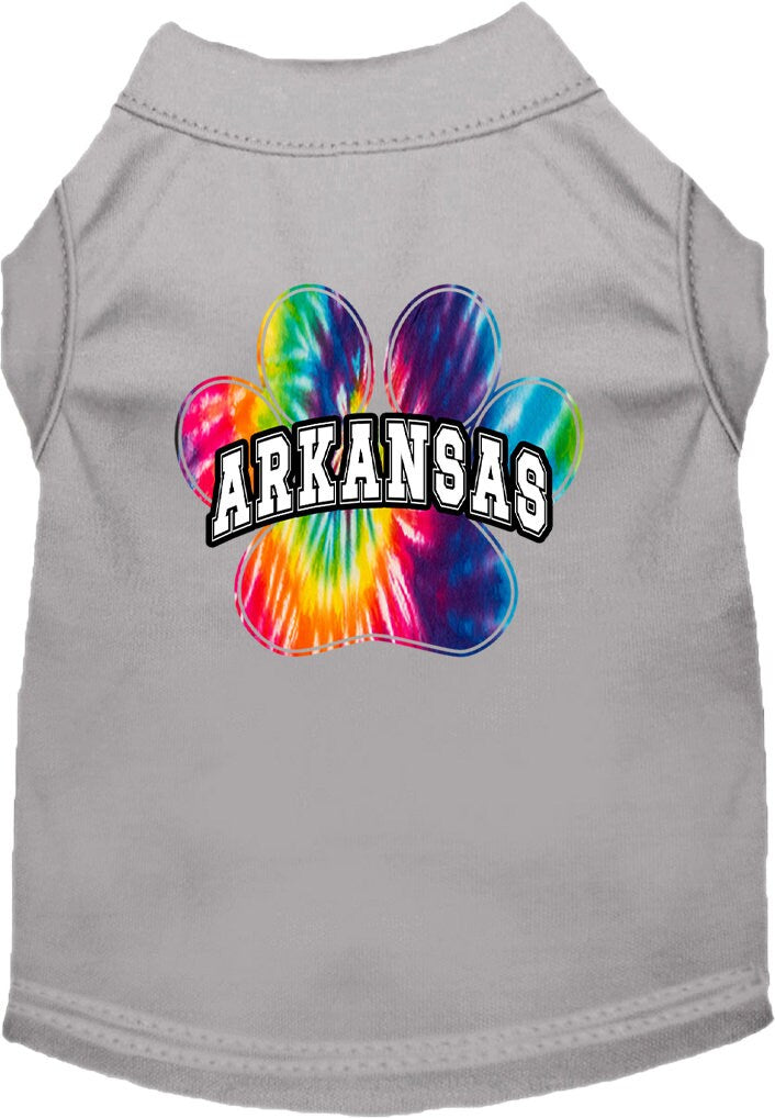 Camisa serigrafiada para perros y gatos para mascotas medianas y grandes (tallas 2XL-6XL), "Arkansas Bright Tie Dye"