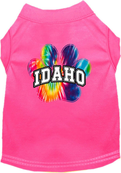 Camisa serigrafiada para perros y gatos, para mascotas pequeñas y medianas (tallas XS a XL), "Idaho Bright Tie Dye"