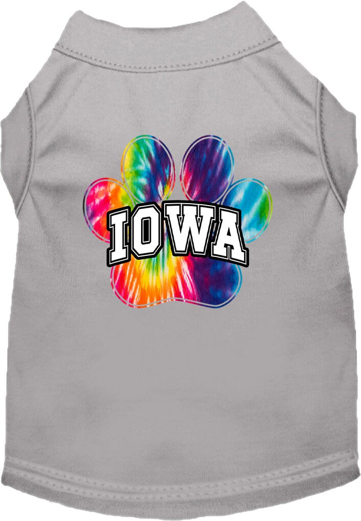 Camisa serigrafiada para perros y gatos para mascotas pequeñas y medianas (tallas XS a XL), "Iowa Bright Tie Dye"