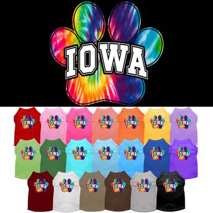 Camisa serigrafiada para perros y gatos para mascotas pequeñas y medianas (tallas XS a XL), "Iowa Bright Tie Dye"