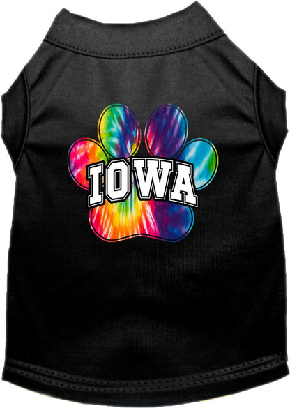 Camisa serigrafiada para perros y gatos para mascotas pequeñas y medianas (tallas XS a XL), "Iowa Bright Tie Dye"