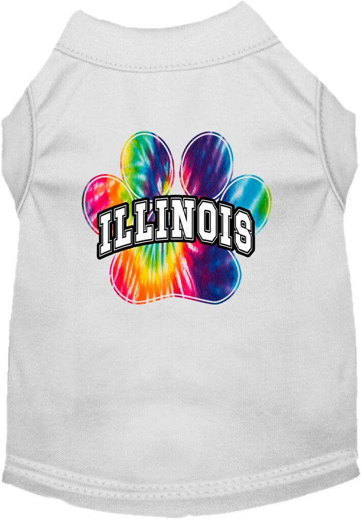 Camisa serigrafiada para perros y gatos para mascotas pequeñas y medianas (tallas XS a XL), "Illinois Bright Tie Dye"