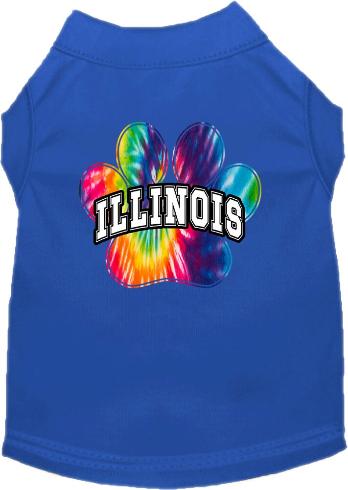 Camisa serigrafiada para perros y gatos para mascotas pequeñas y medianas (tallas XS a XL), "Illinois Bright Tie Dye"