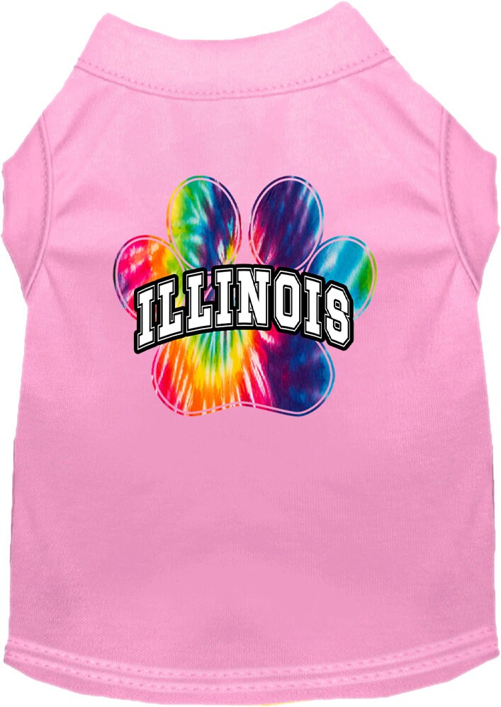 Camisa serigrafiada para perros y gatos para mascotas pequeñas y medianas (tallas XS a XL), "Illinois Bright Tie Dye"