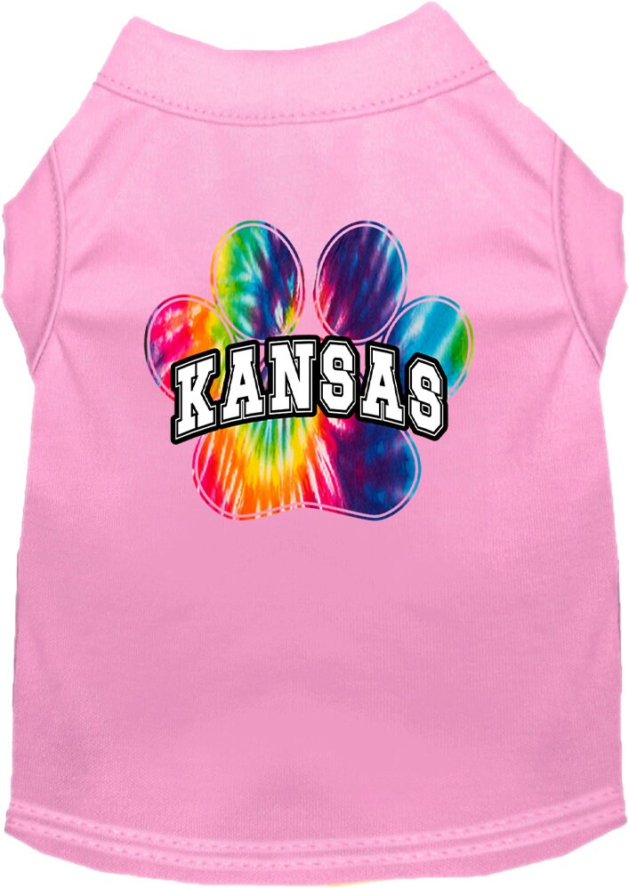 Camisa serigrafiada para perros y gatos, para mascotas pequeñas y medianas (tallas XS a XL), "Kansas Bright Tie Dye"