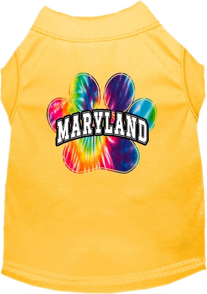 Camisa serigrafiada para perros y gatos, para mascotas pequeñas y medianas (tallas XS a XL), "Maryland Bright Tie Dye"