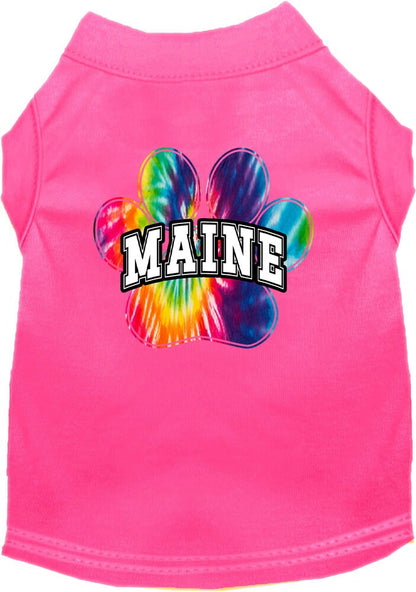 Camisa serigrafiada para perros y gatos para mascotas pequeñas y medianas (tallas XS a XL), "Maine Bright Tie Dye"