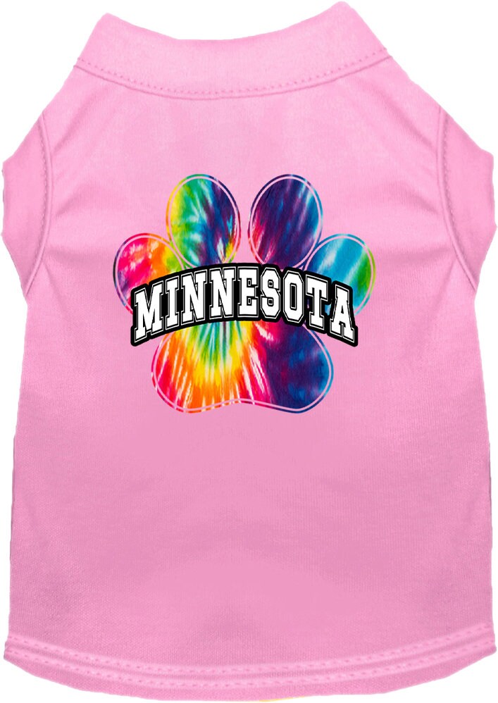 Camiseta serigrafiada para perros y gatos, para mascotas pequeñas y medianas (tallas XS a XL), "Minnesota Bright Tie Dye"