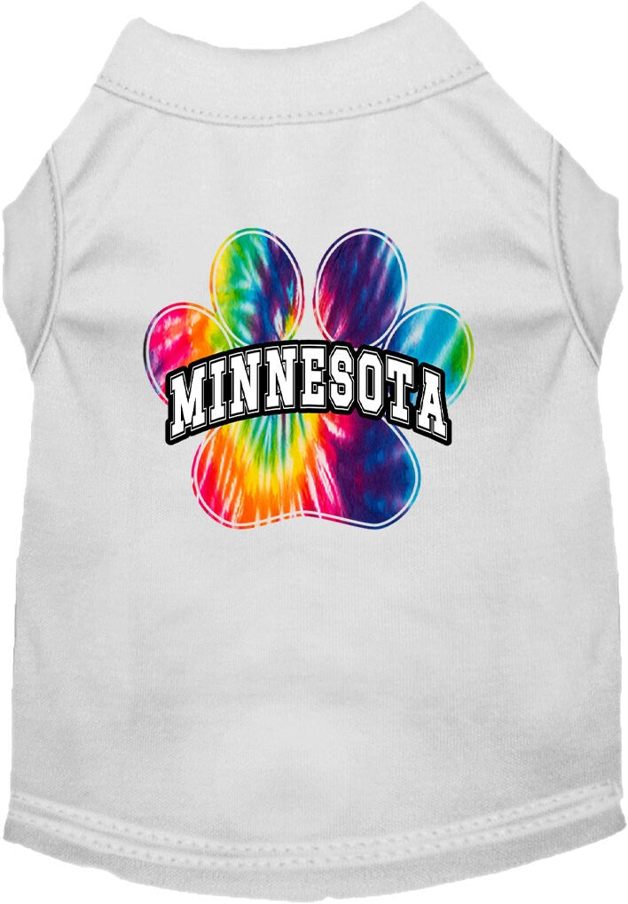 Camiseta serigrafiada para perros y gatos, para mascotas pequeñas y medianas (tallas XS a XL), "Minnesota Bright Tie Dye"