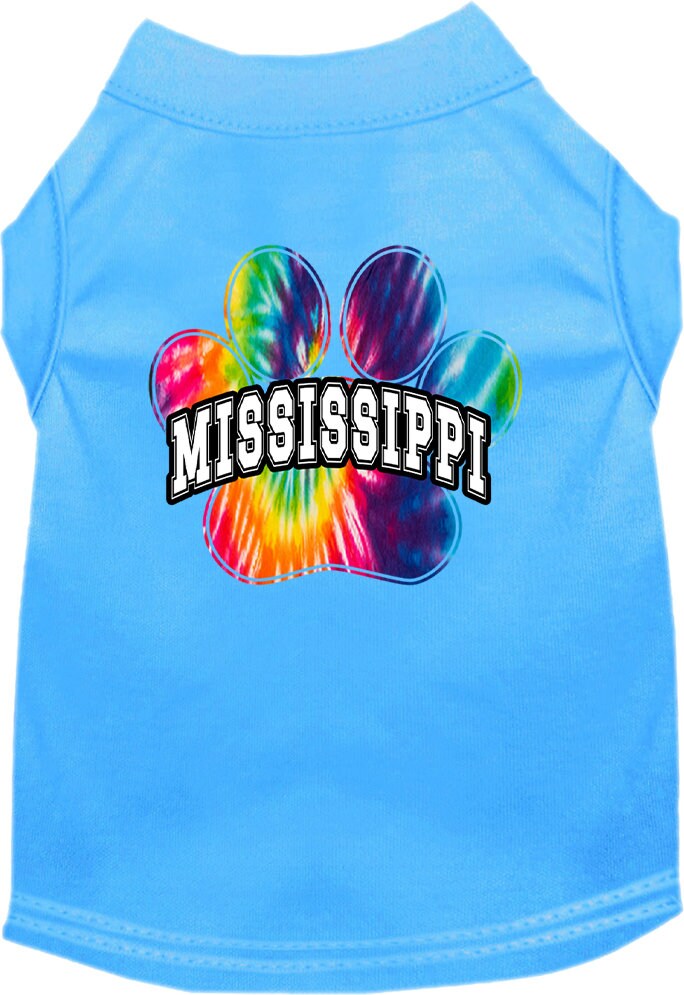 Camisa serigrafiada para perros y gatos para mascotas pequeñas y medianas (tallas XS a XL), "Mississippi Bright Tie Dye"