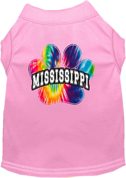 Camisa serigrafiada para perros y gatos para mascotas pequeñas y medianas (tallas XS a XL), "Mississippi Bright Tie Dye"