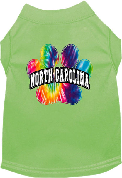 Camisa serigrafiada para perros y gatos para mascotas pequeñas y medianas (tallas XS a XL), "North Carolina Bright Tie Dye"