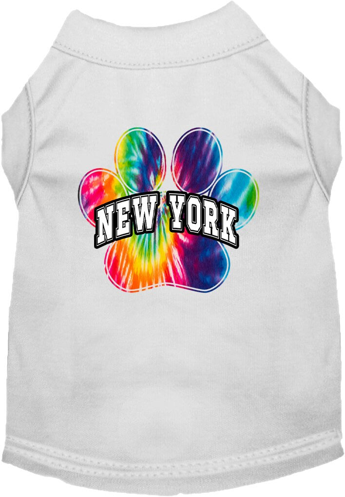 Camisa serigrafiada para perros y gatos para mascotas pequeñas y medianas (tallas XS a XL), "New York Bright Tie Dye"