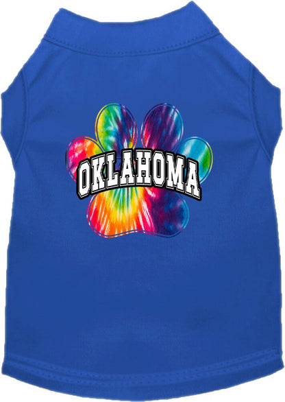 Camiseta serigrafiada para perros y gatos, para mascotas pequeñas y medianas (tallas XS a XL), "Oklahoma Bright Tie Dye"