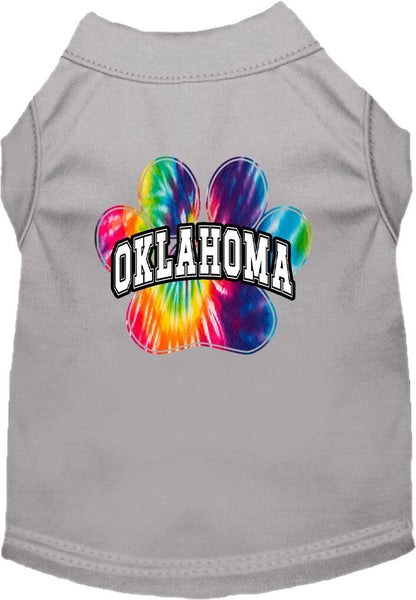 Camiseta serigrafiada para perros y gatos, para mascotas pequeñas y medianas (tallas XS a XL), "Oklahoma Bright Tie Dye"