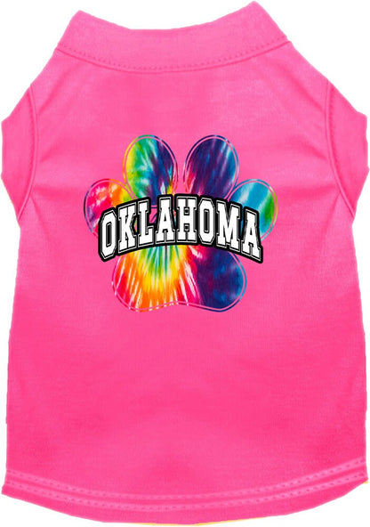 Camiseta serigrafiada para perros y gatos, para mascotas pequeñas y medianas (tallas XS a XL), "Oklahoma Bright Tie Dye"