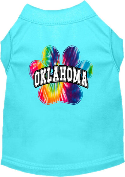 Camiseta serigrafiada para perros y gatos, para mascotas pequeñas y medianas (tallas XS a XL), "Oklahoma Bright Tie Dye"