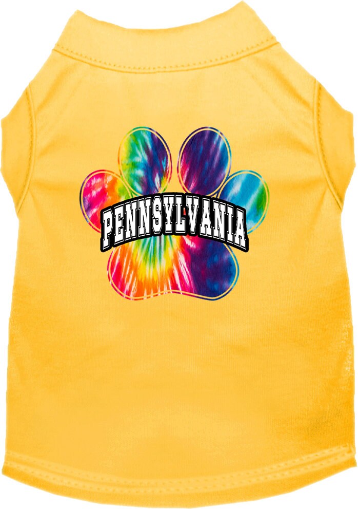 Camisa serigrafiada para perros y gatos, para mascotas pequeñas y medianas (tallas XS a XL), "Pennsylvania Bright Tie Dye"