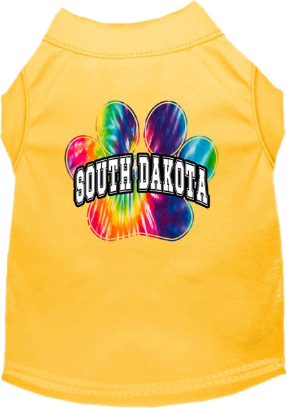 Camisa serigrafiada para perros y gatos, para mascotas pequeñas y medianas (tallas XS a XL), "South Dakota Bright Tie Dye"