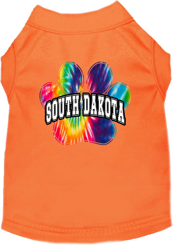 Camisa serigrafiada para perros y gatos, para mascotas pequeñas y medianas (tallas XS a XL), "South Dakota Bright Tie Dye"