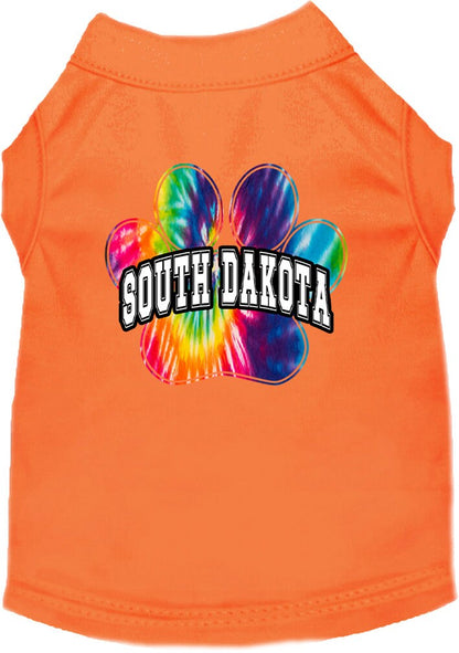 Camisa serigrafiada para perros y gatos, para mascotas pequeñas y medianas (tallas XS a XL), "South Dakota Bright Tie Dye"