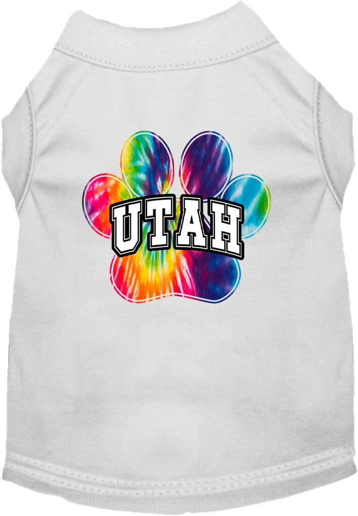 Camiseta serigrafiada para perros y gatos, para mascotas pequeñas y medianas (tallas XS a XL), "Utah Bright Tie Dye"