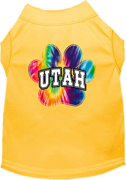 Camiseta serigrafiada para perros y gatos, para mascotas pequeñas y medianas (tallas XS a XL), "Utah Bright Tie Dye"