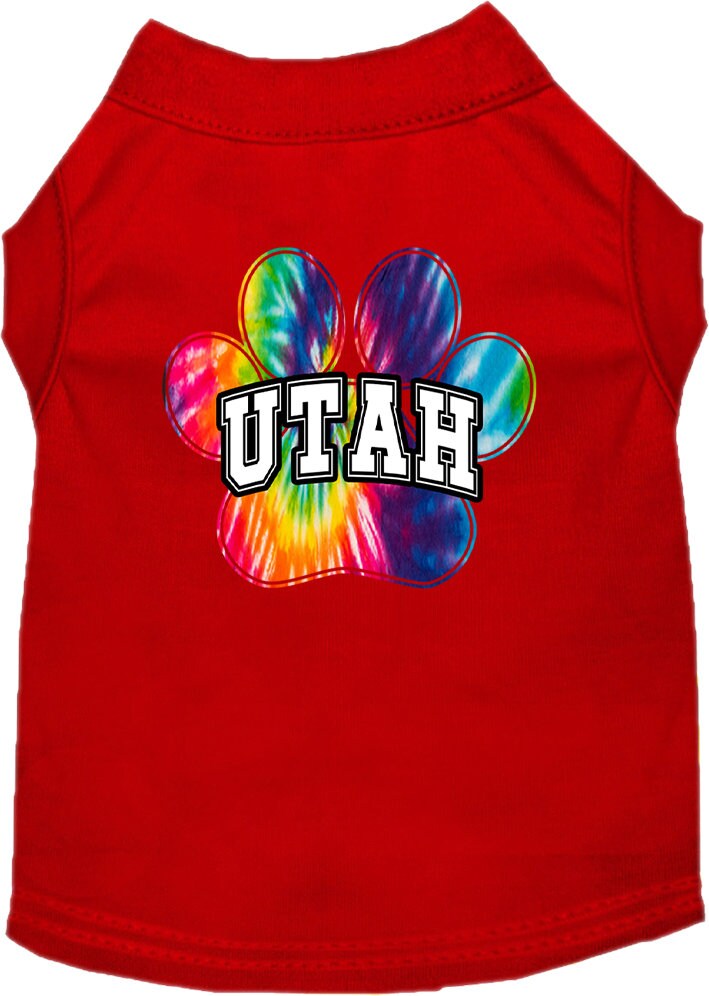 Camiseta serigrafiada para perros y gatos, para mascotas pequeñas y medianas (tallas XS a XL), "Utah Bright Tie Dye"