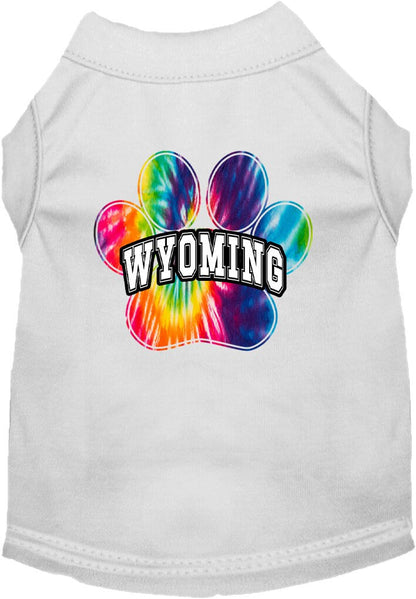 Camiseta serigrafiada para perros y gatos, para mascotas pequeñas y medianas (tallas XS a XL), "Wyoming Bright Tie Dye"