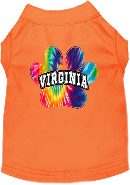 Camiseta serigrafiada para perros y gatos, para mascotas pequeñas y medianas (tallas XS a XL), "Virginia Bright Tie Dye"