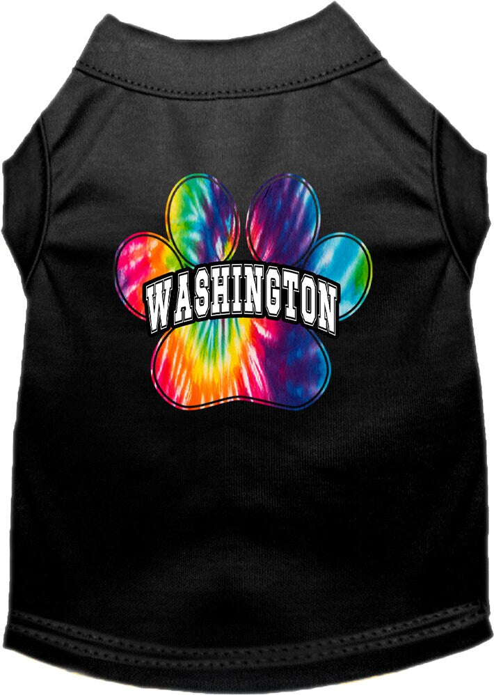 Camiseta serigrafiada para perros y gatos, para mascotas pequeñas y medianas (tallas XS a XL), "Washington Bright Tie Dye"