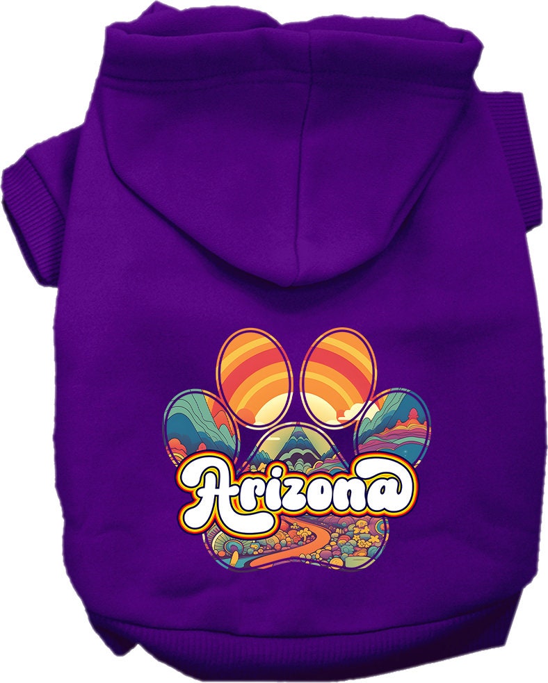 Sudadera con capucha serigrafiada para perros y gatos, para mascotas pequeñas y medianas (tallas XS a XL), "Arizona Groovy Summit"