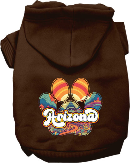 Sudadera con capucha serigrafiada para perros y gatos, para mascotas pequeñas y medianas (tallas XS a XL), "Arizona Groovy Summit"