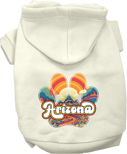 Sudadera con capucha serigrafiada para perros y gatos, para mascotas pequeñas y medianas (tallas XS a XL), "Arizona Groovy Summit"