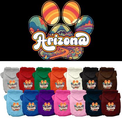 Sudadera con capucha serigrafiada para perros y gatos, para mascotas pequeñas y medianas (tallas XS a XL), "Arizona Groovy Summit"