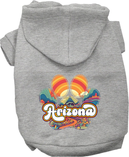 Sudadera con capucha serigrafiada para perros y gatos, para mascotas pequeñas y medianas (tallas XS a XL), "Arizona Groovy Summit"