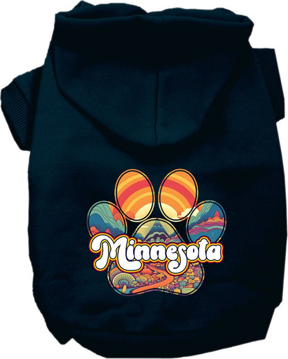 Sudadera con capucha serigrafiada para perros y gatos, para mascotas pequeñas y medianas (tallas XS a XL), "Minnesota Groovy Summit"