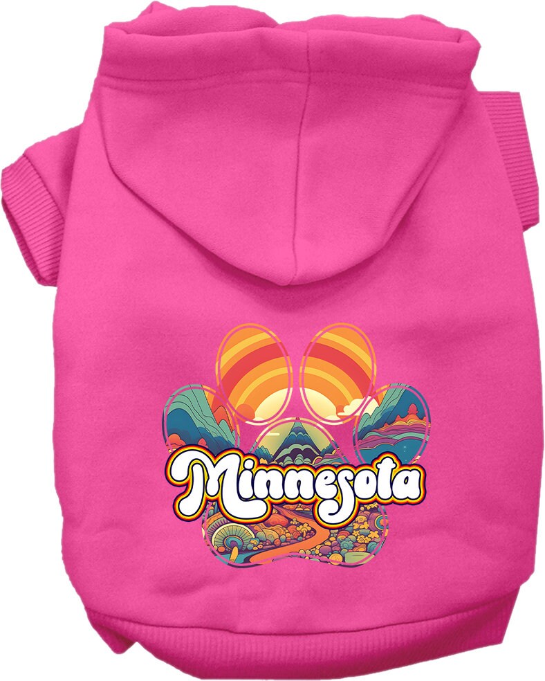 Sudadera con capucha serigrafiada para perros y gatos, para mascotas pequeñas y medianas (tallas XS a XL), "Minnesota Groovy Summit"